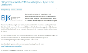EIJK Symposium: Was heißt Medienbildung in der digitalisierten Gesellschaft?