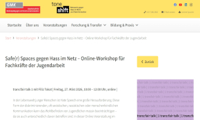 Safe(r) Spaces gegen Hass im Netz – Online-Workshop für Fachkräfte der Jugendarbeit